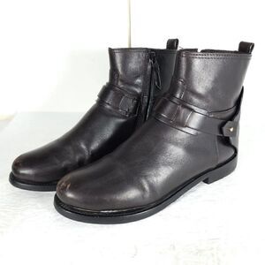 Tory Burch Women's Derby US 6M Brown Leather Flat Ankl Chelsea Bootie Boots